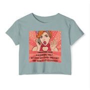 Pop Art Crop Top T-shirt — "Being Responsible Adult Every Single Day?" Graphic Tee for Women