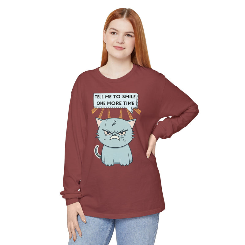 Grumpy Cat "Tell Me To Smile One More Time" Long Sleeve Tee