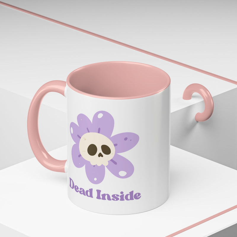 Coffee or Tea Mug — "Dead Inside" Floral Skull Accent Mug