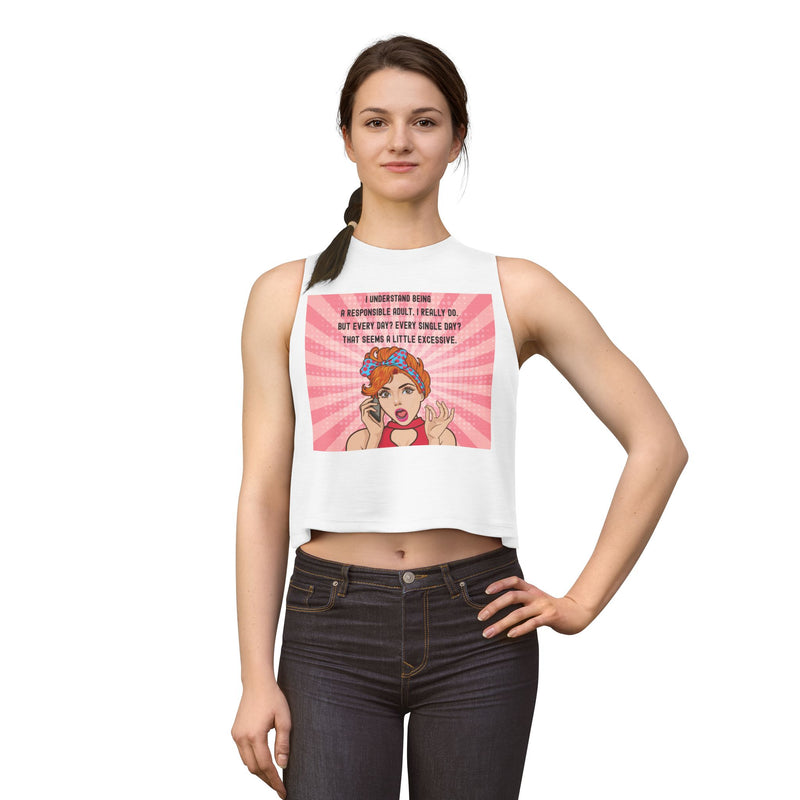 Crop Top - Retro Pop Art "I Understand Being A Responsible Adult..." Graphic Tank