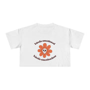 Crop Tee — 'Kinda Emotional, Kinda Emotionless' Retro Flower Skull Graphic T-shirt Top