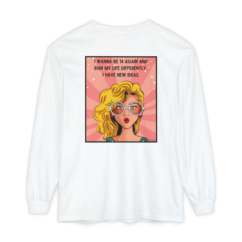 Pop Art Comic Long Sleeve Tee — "I Wanna Be in My Own Movie" Graphic Oversize T-Shirt