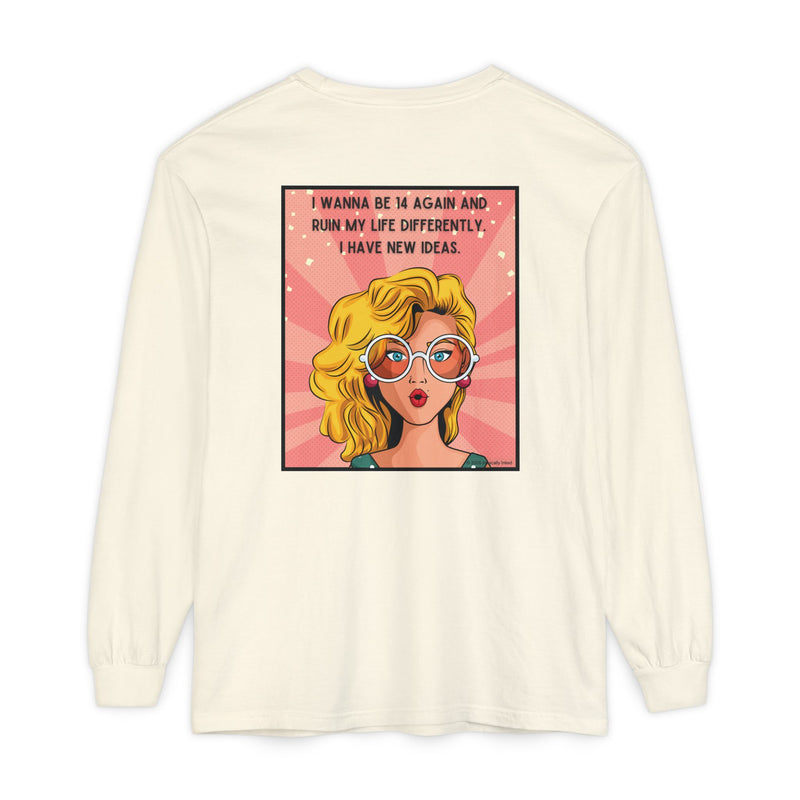 Pop Art Comic Long Sleeve Tee — "I Wanna Be in My Own Movie" Graphic Oversize T-Shirt