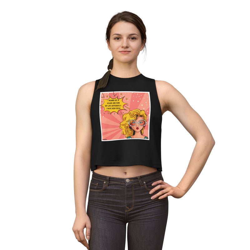 Crop Top — Retro Pop Art Graphic Tee "I Wanna Be 14 Again and Ruin My Life Differently" Tank