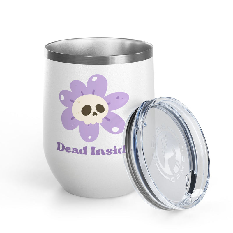 "Dead Inside" Floral Skull Wine Tumbler - Stainless Steel Insulated Outdoor Wine Cup - Pairs Perfectly with Patio for Day Drinking