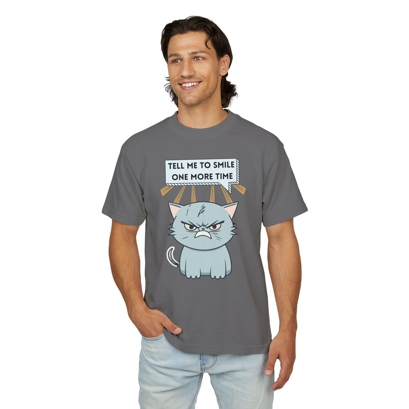 Grumpy Cat Garment Dyed Heavy Urban Tee "Tell Me to Smile One More Time"