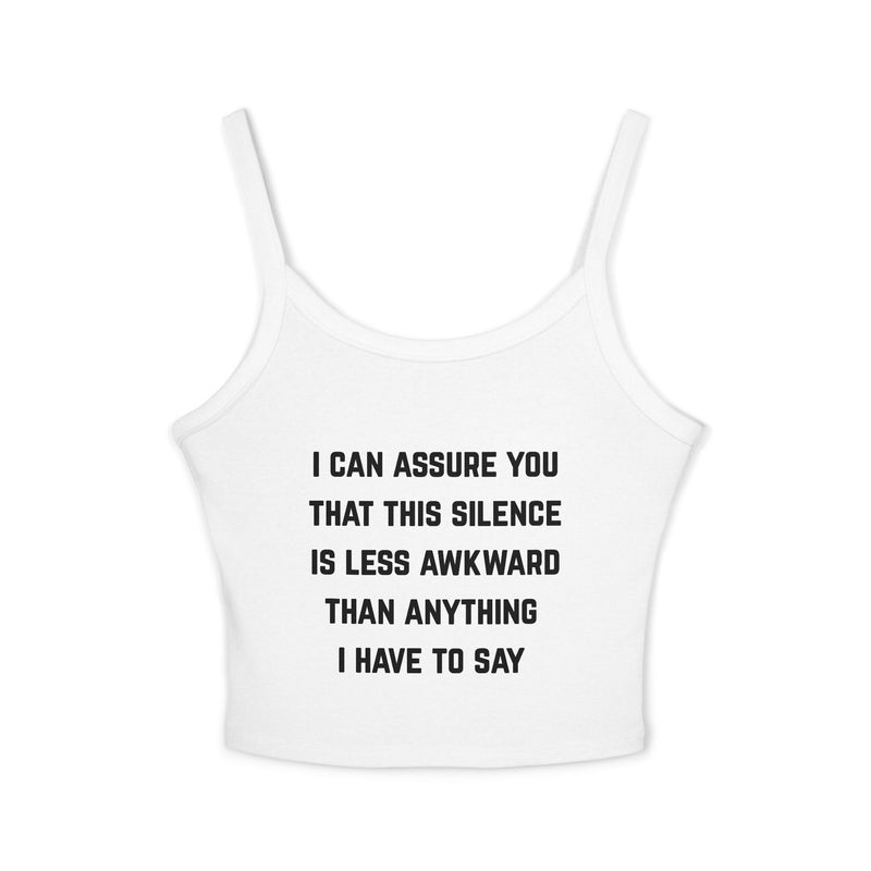 Spaghetti Tank — "Awkward Silence" Graphic Crop Top