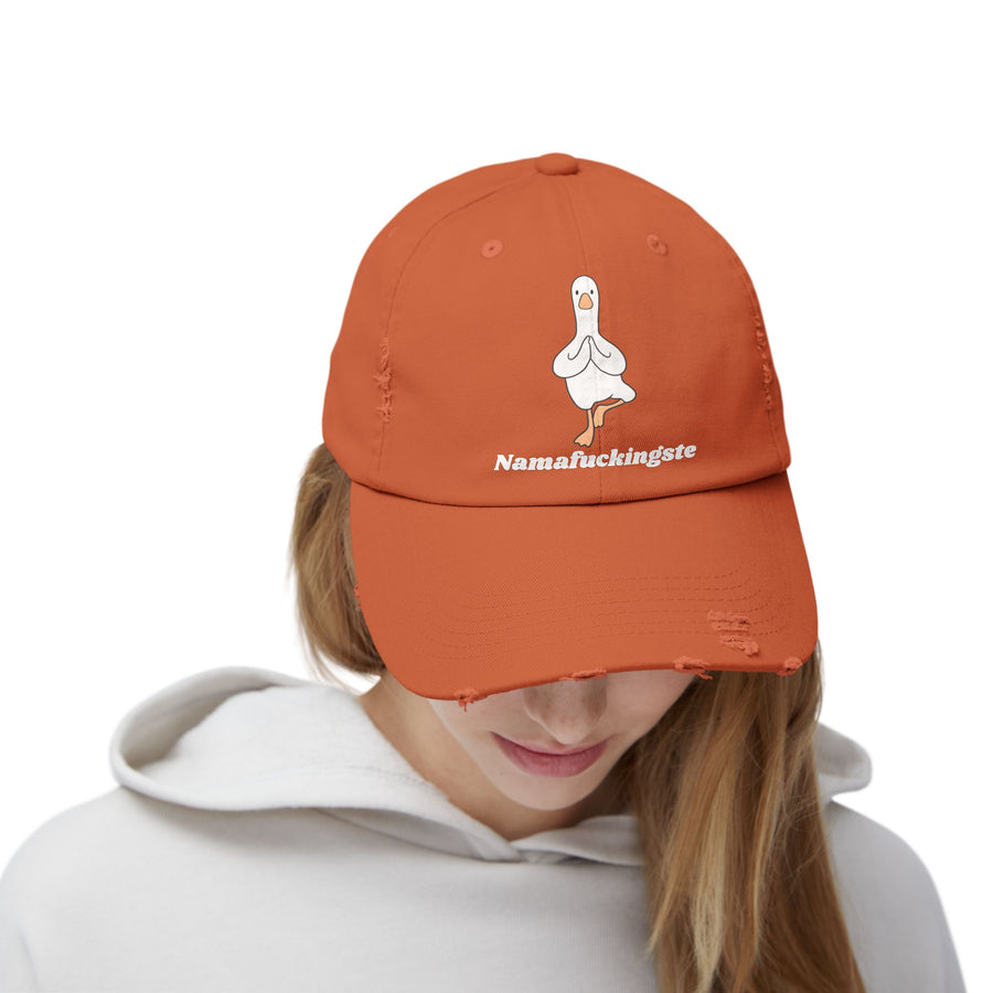 Distressed Cap — 'Namafuckingste' Yoga Goose Baseball Hat