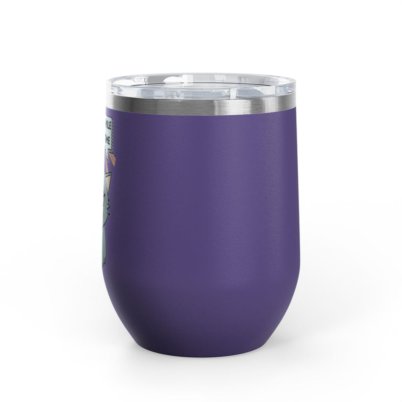 "Tell Me to Smile One More Time" Sassy Cat Insulated Wine Tumbler - Stainless Steel 12oz