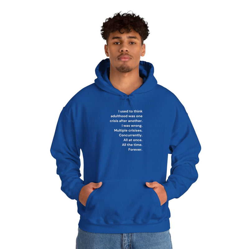 Graphic Text Hoodie — 'Adulthood' Hooded Sweatshirt