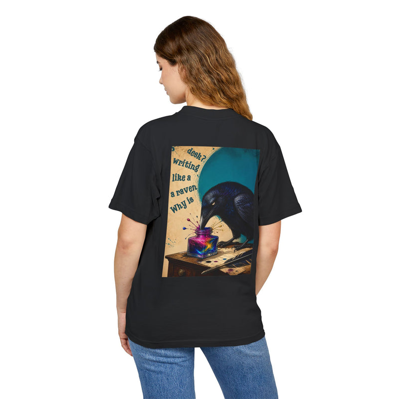 Wonderland Lane Seven Garment Dyed Urban Heavy Graphic Tee – “Why is a Raven Like a Writing Desk"