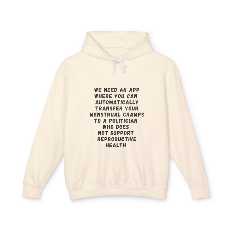 Transfer Menstrual Cramps - Unisex Lightweight Hooded Sweatshirt