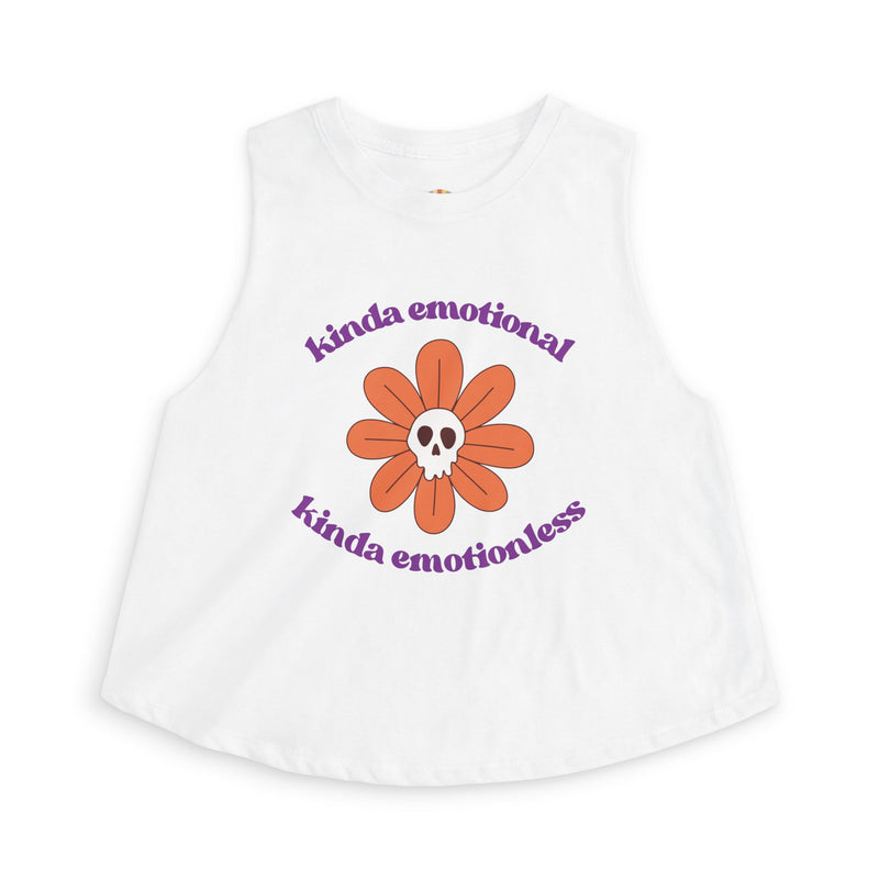 Daisy Skull Crop Top — "kinda emotional kinda emotionless" Graphic Tank