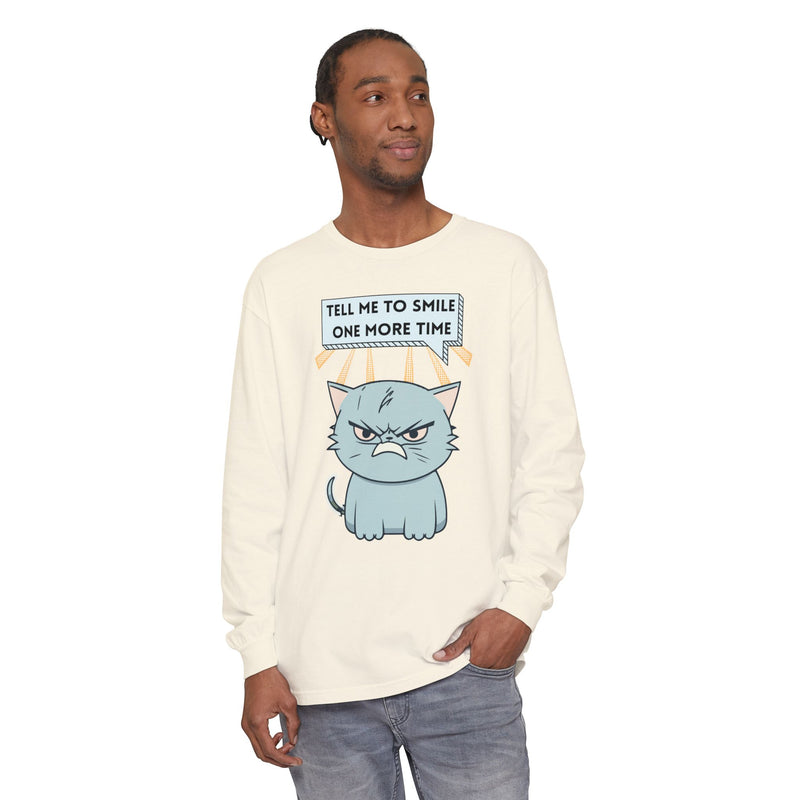 Grumpy Cat "Tell Me To Smile One More Time" Long Sleeve Tee