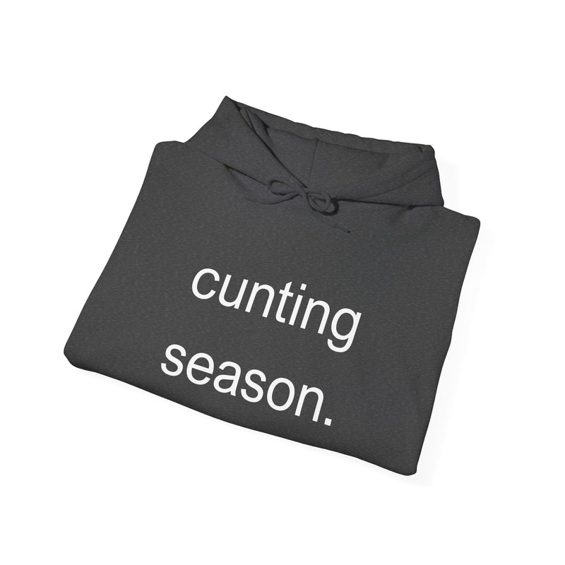 Bold Empowering Statement "cunting season." Hoodie — Minimalist Slogan Hooded Sweatshirt