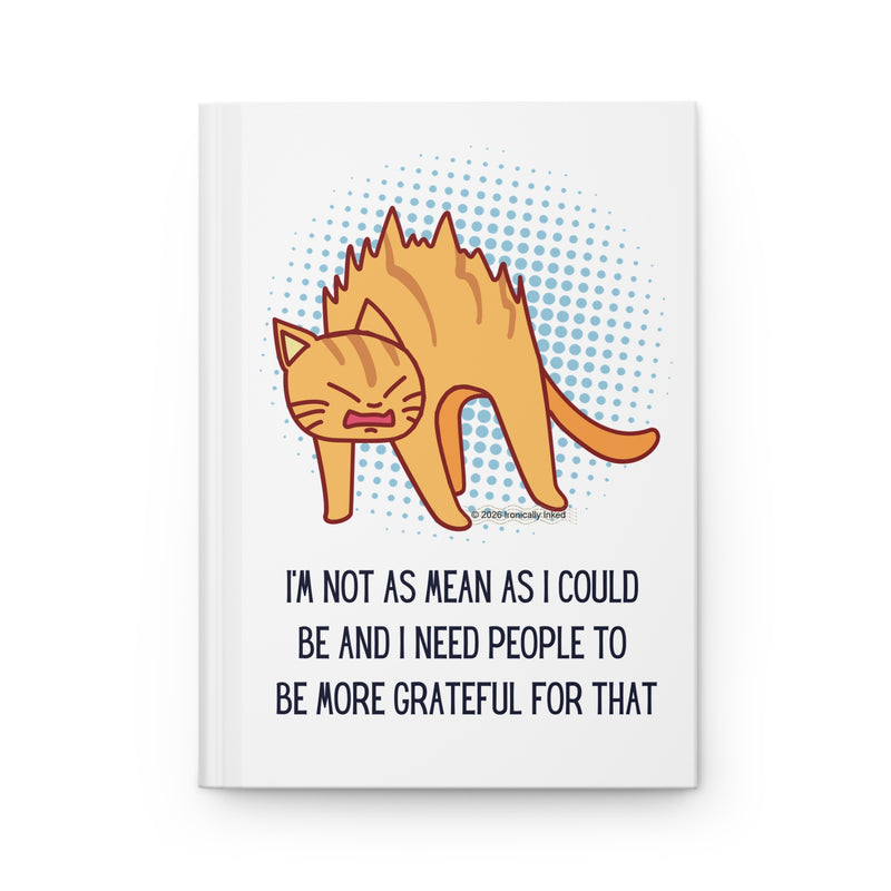 Sassy Cat Hardcover Journal — "I'm Not As Mean As I Could Be" Lined Notebook