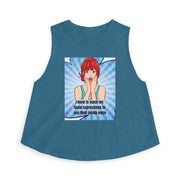 Pop Art Tee 'Teach My Facial Expressions' Women's Crop Top T-shirt