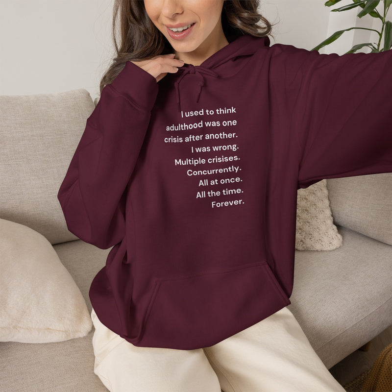 Graphic Text Hoodie — 'Adulthood' Hooded Sweatshirt