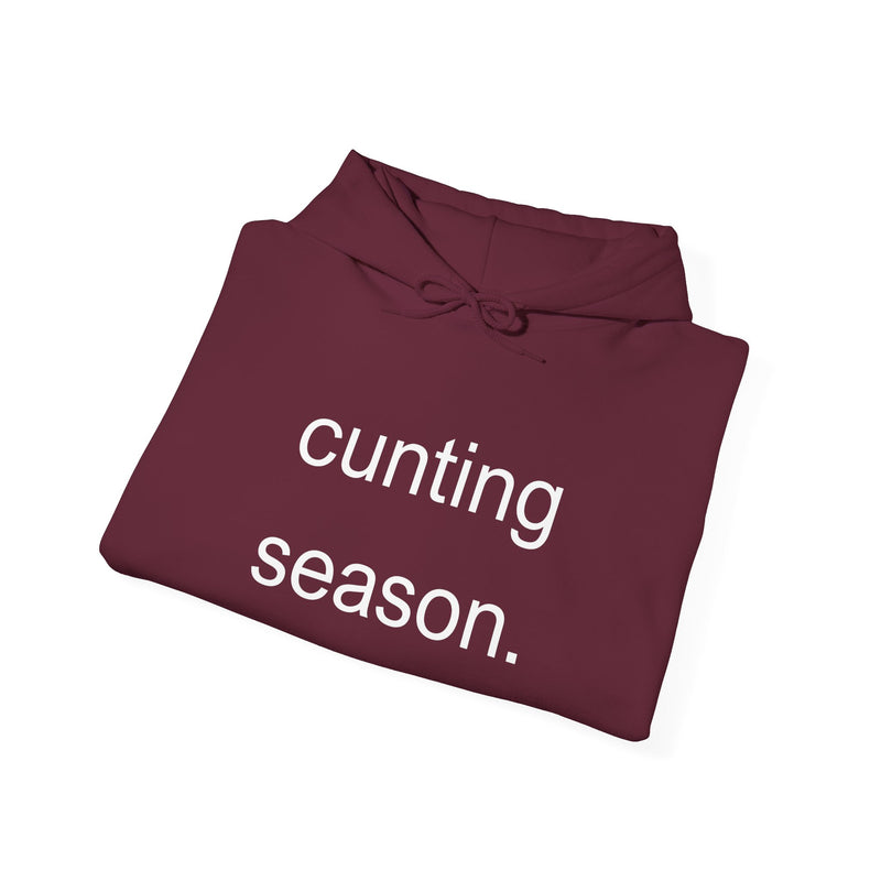 Bold Empowering Statement "cunting season." Hoodie — Minimalist Slogan Hooded Sweatshirt