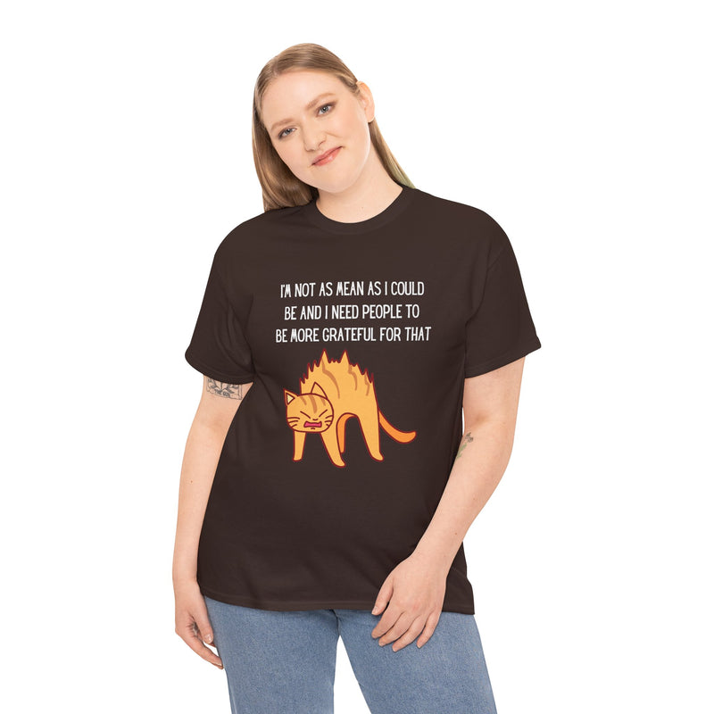Sassy Cat Attitude T-Shirt — "I’m Not As Mean As I Could Be" Graphic Tee