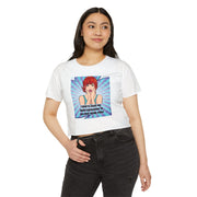 Festival Crop Top T-shirt — "I Need to Teach My Facial Expressions to Use Their Inside Voice" Pop Art Graphic Tee