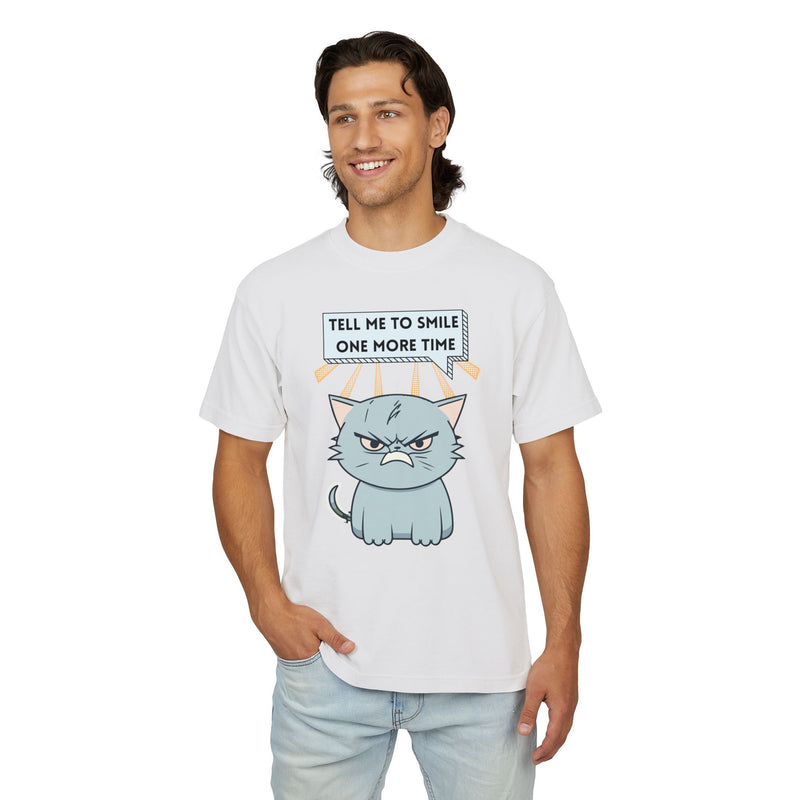Grumpy Cat Garment Dyed Heavy Urban Tee "Tell Me to Smile One More Time"