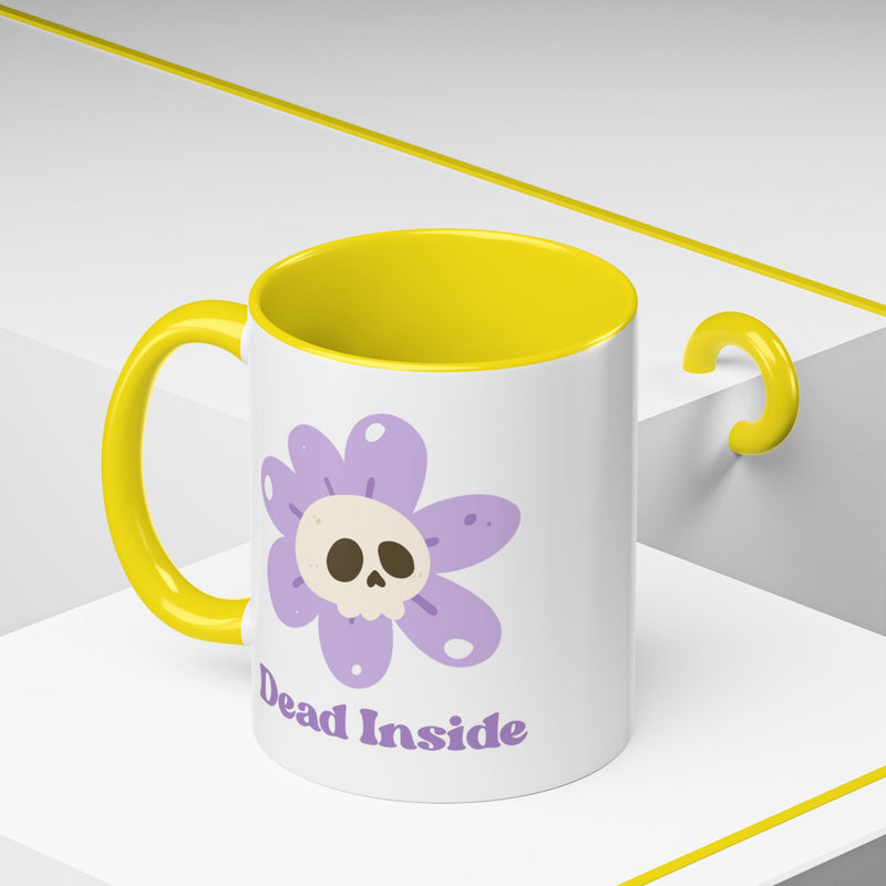 Coffee or Tea Mug — "Dead Inside" Floral Skull Accent Mug