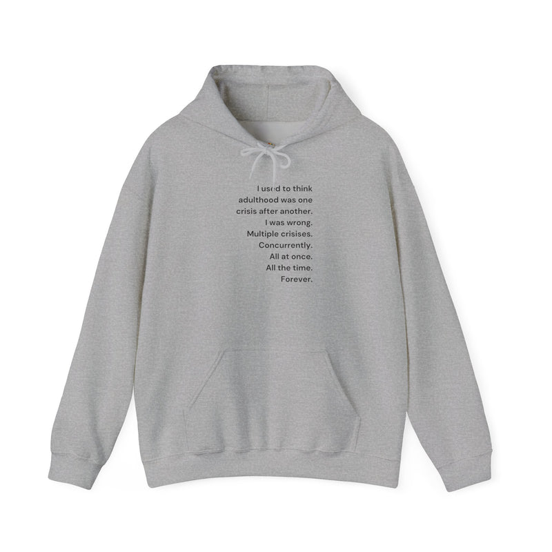 Graphic Text Hoodie — 'Adulthood' Hooded Sweatshirt