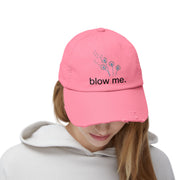 "Blow Me" Dandelion Cap — Distressed Baseball Hat