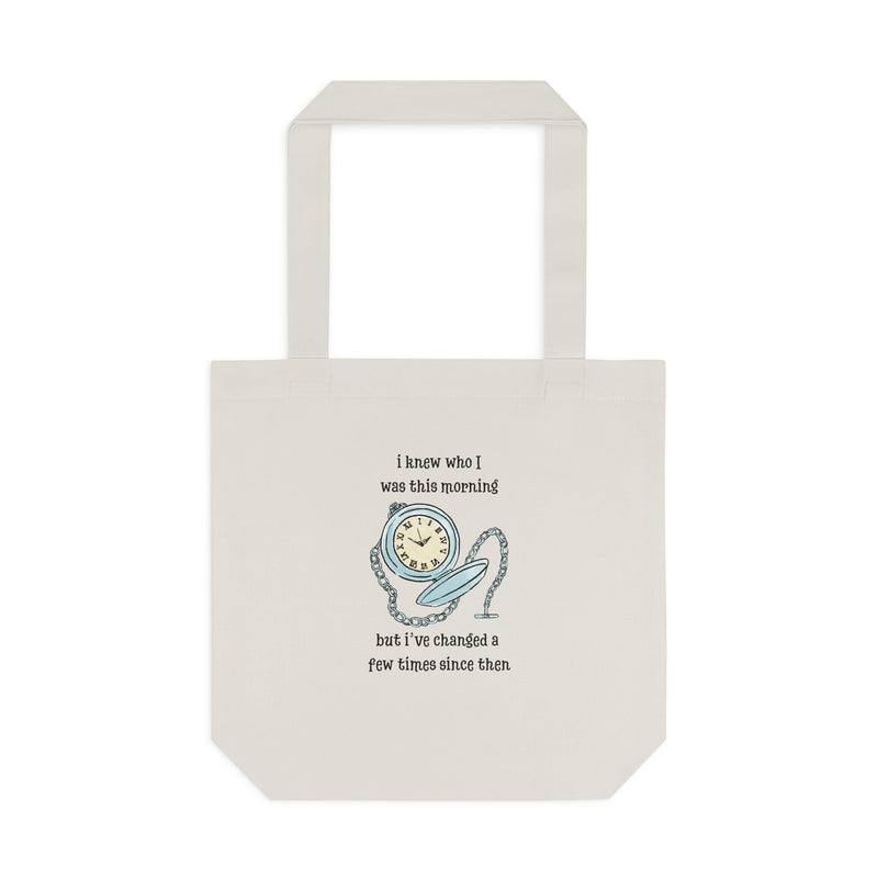 Wonderland Large Cotton Canvas Tote Bag “I Knew Who I Was This Morning But I’ve Changed A Few Times Since Then”