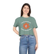 Crop Tee — 'Kinda Emotional, Kinda Emotionless' Retro Flower Skull Graphic T-shirt Top