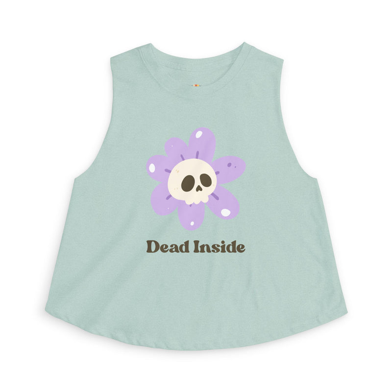 "Dead Inside" Floral Crop Top — Skull Flower Women's Tank
