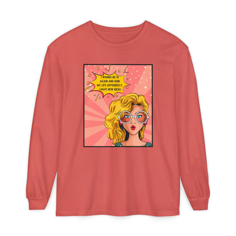Pop Art Comic Long Sleeve Tee — "I Wanna Be in My Own Movie" Graphic Oversize T-Shirt