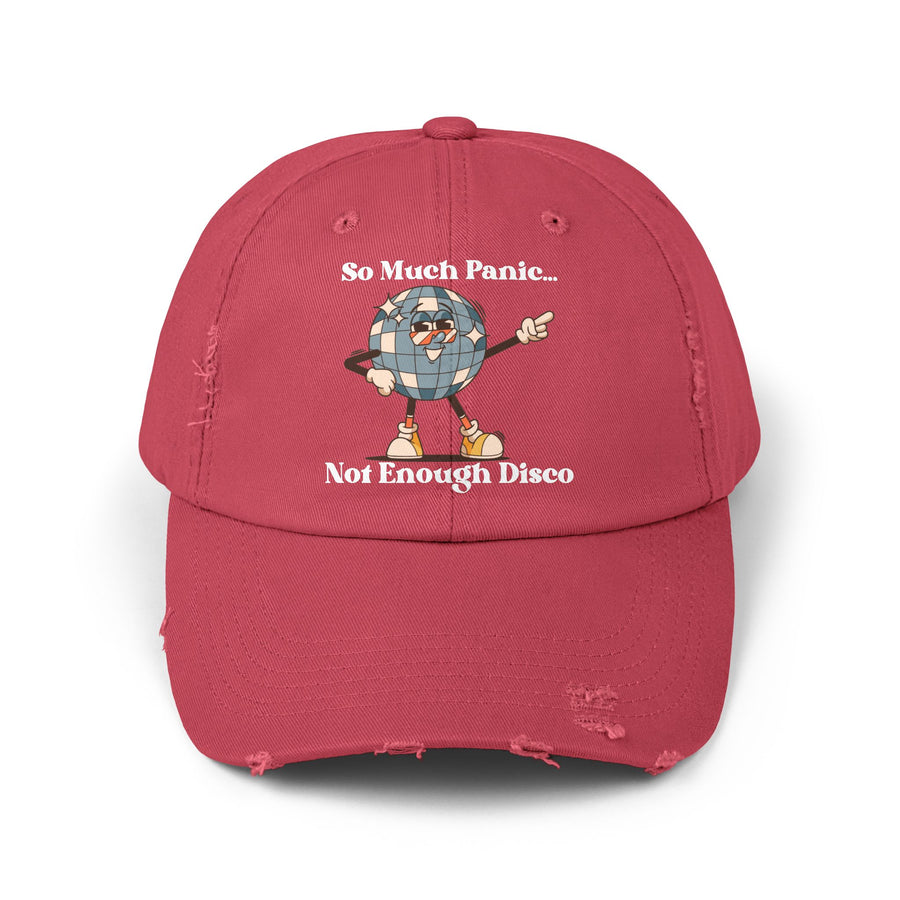 Distressed Cap — "So Much Panic... Not Enough Disco" Retro Disco Baseball Hat