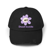 Dead Inside Skull Flower Distressed Cap — Baseball Hat