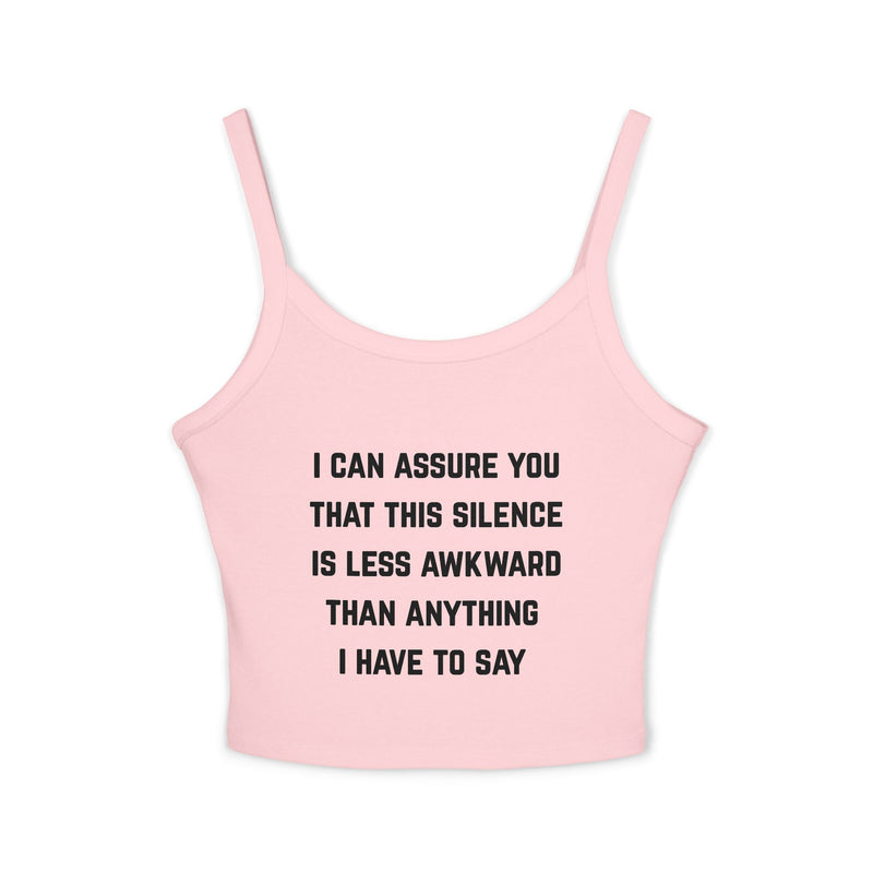Spaghetti Tank — "Awkward Silence" Graphic Crop Top