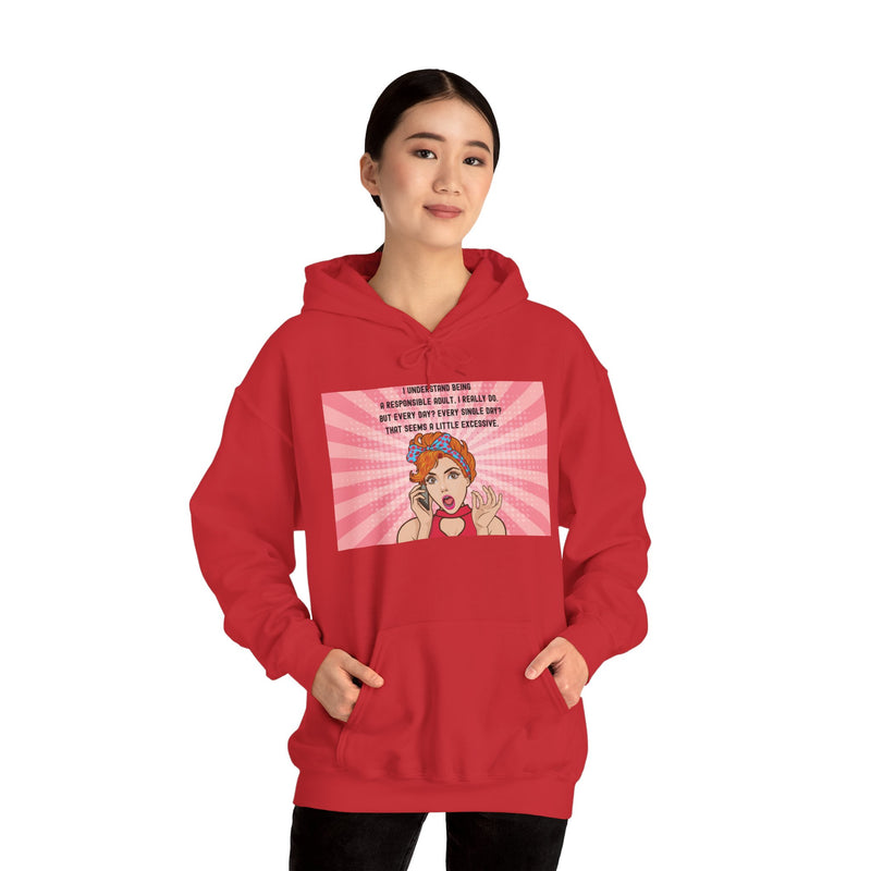 Retro Pop Art Hooded Sweatshirt — "Responsible Adult..." Graphic Hoodie