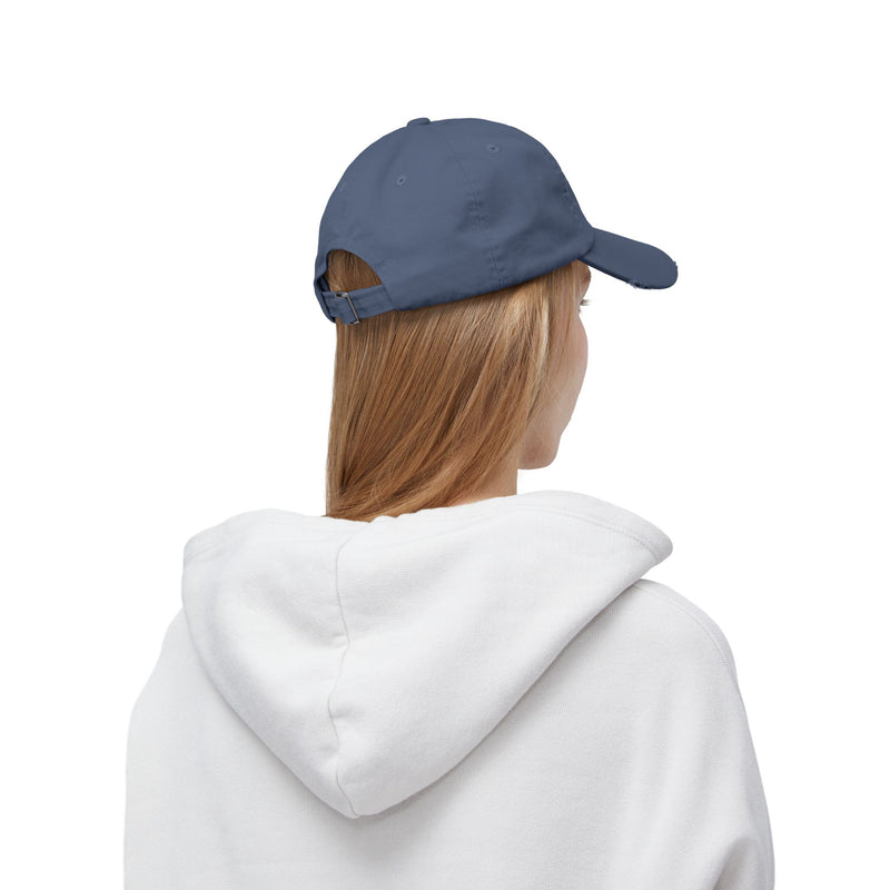Kinda Emotional Kinda Emotionless Unisex Distressed Cap — Floral Skull Mental Health Awareness Baseball Hat