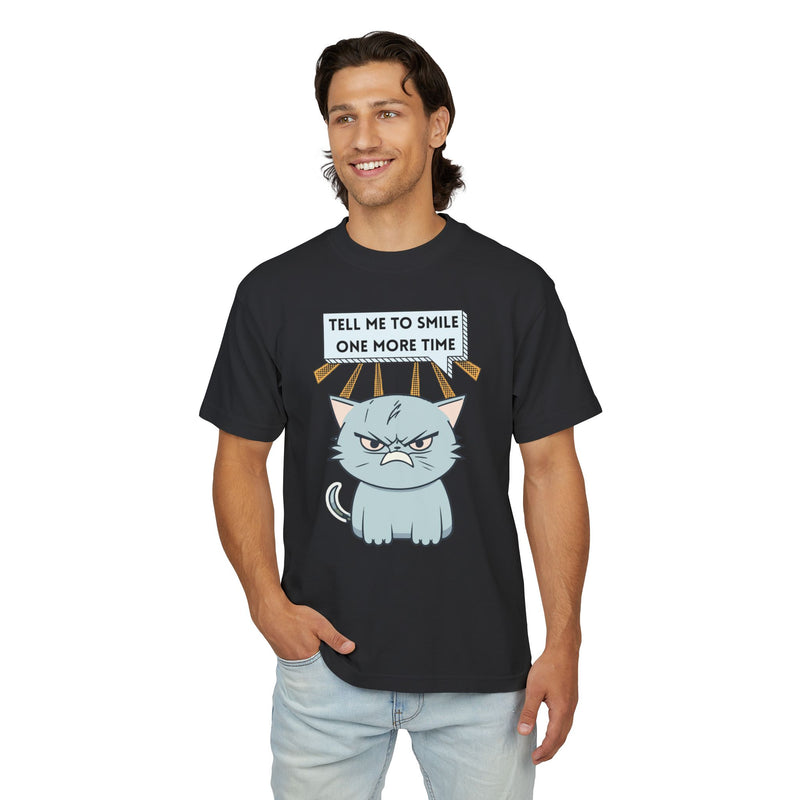 Grumpy Cat Garment Dyed Heavy Urban Tee "Tell Me to Smile One More Time"