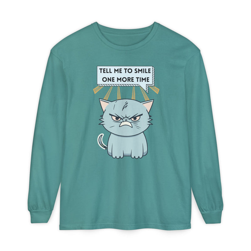 Grumpy Cat "Tell Me To Smile One More Time" Long Sleeve Tee