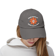 Kinda Emotionless Kinda Emotional Distressed Cap — Floral Skull Baseball Hat