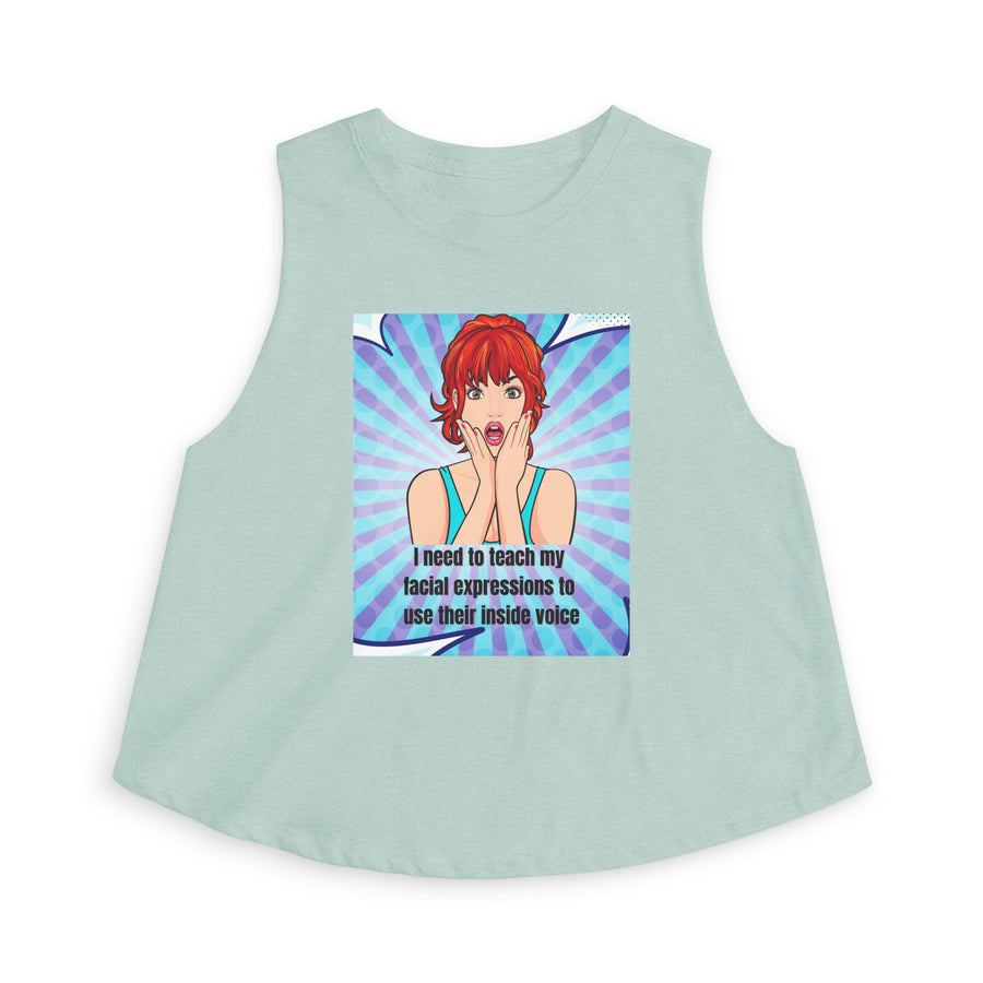 Pop Art Tee 'Teach My Facial Expressions' Women's Crop Top T-shirt