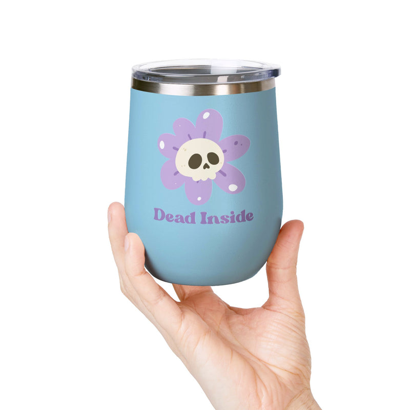 "Dead Inside" Floral Skull Wine Tumbler - Stainless Steel Insulated Outdoor Wine Cup - Pairs Perfectly with Patio for Day Drinking