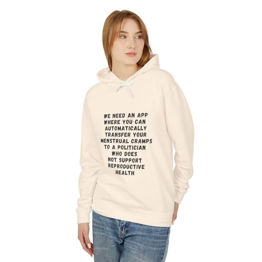 Transfer Menstrual Cramps - Unisex Lightweight Hooded Sweatshirt