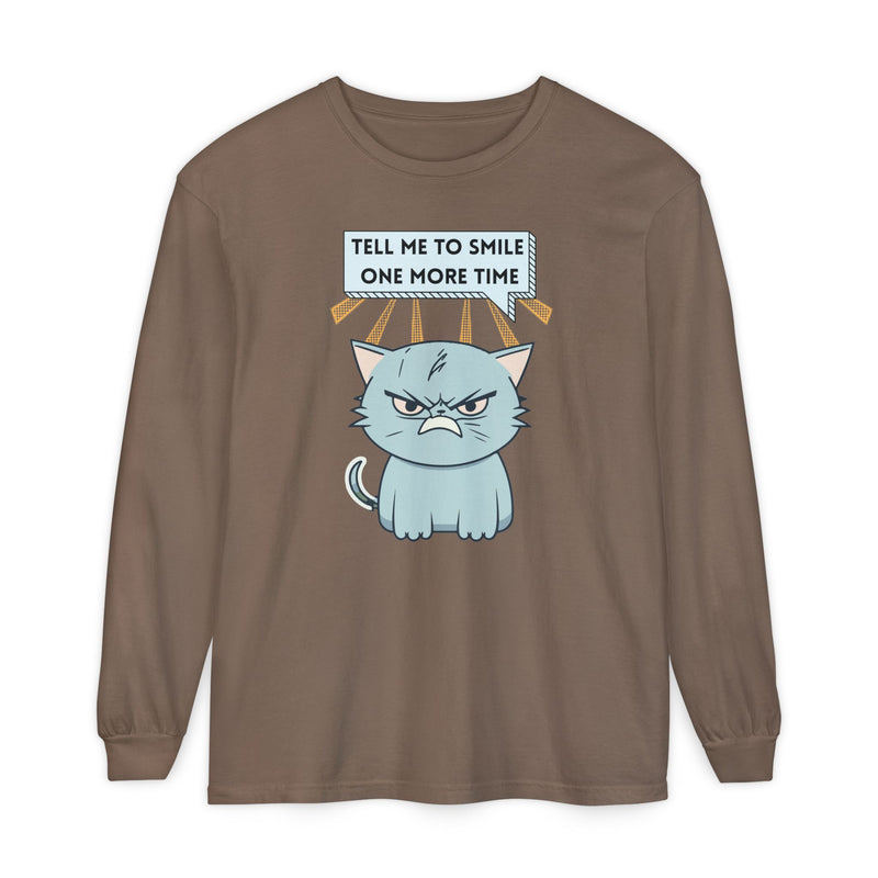Grumpy Cat "Tell Me To Smile One More Time" Long Sleeve Tee