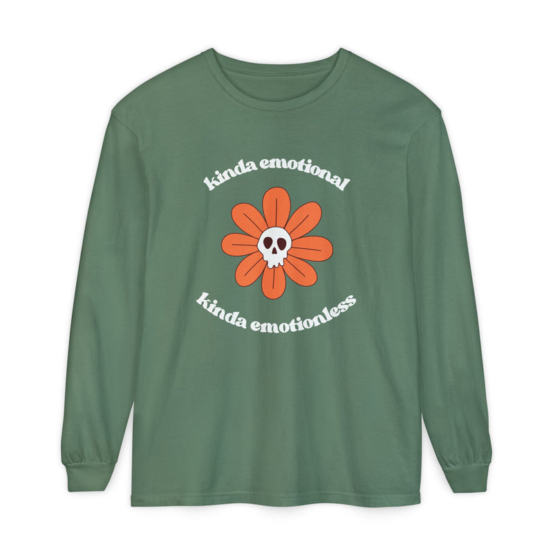 Daisy Skull T-Shirt "Kinda Emotional Kinda Emotionless" Long Sleeve Tee