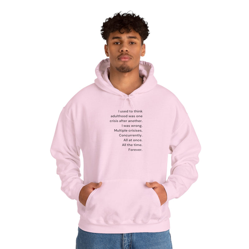 Graphic Text Hoodie — 'Adulthood' Hooded Sweatshirt