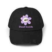 Dead Inside Skull Flower Distressed Cap — Baseball Hat