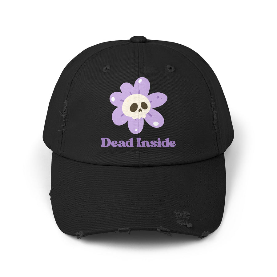 Dead Inside Skull Flower Distressed Cap — Baseball Hat