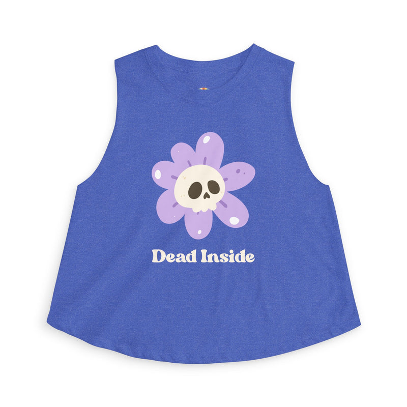 "Dead Inside" Floral Crop Top — Skull Flower Women's Tank